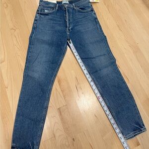 Agolde Nico High-Rise Slim Jeans in Denim Blue